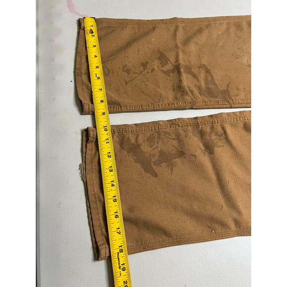 Carhartt Jeans Mens 32x31 Brown Carpenter Utility Work Dungaree Fit Y2K Distress - Picture 8 of 9